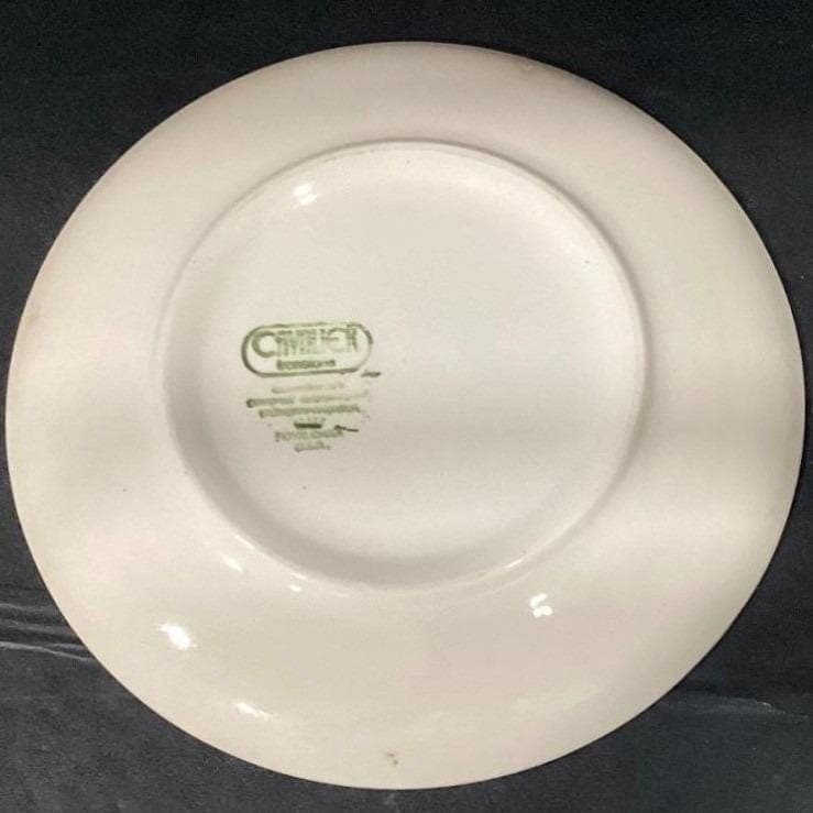 Cavalier Dinner Plate Vintage Green Brown Flower Scrace - Thumbnail 4
