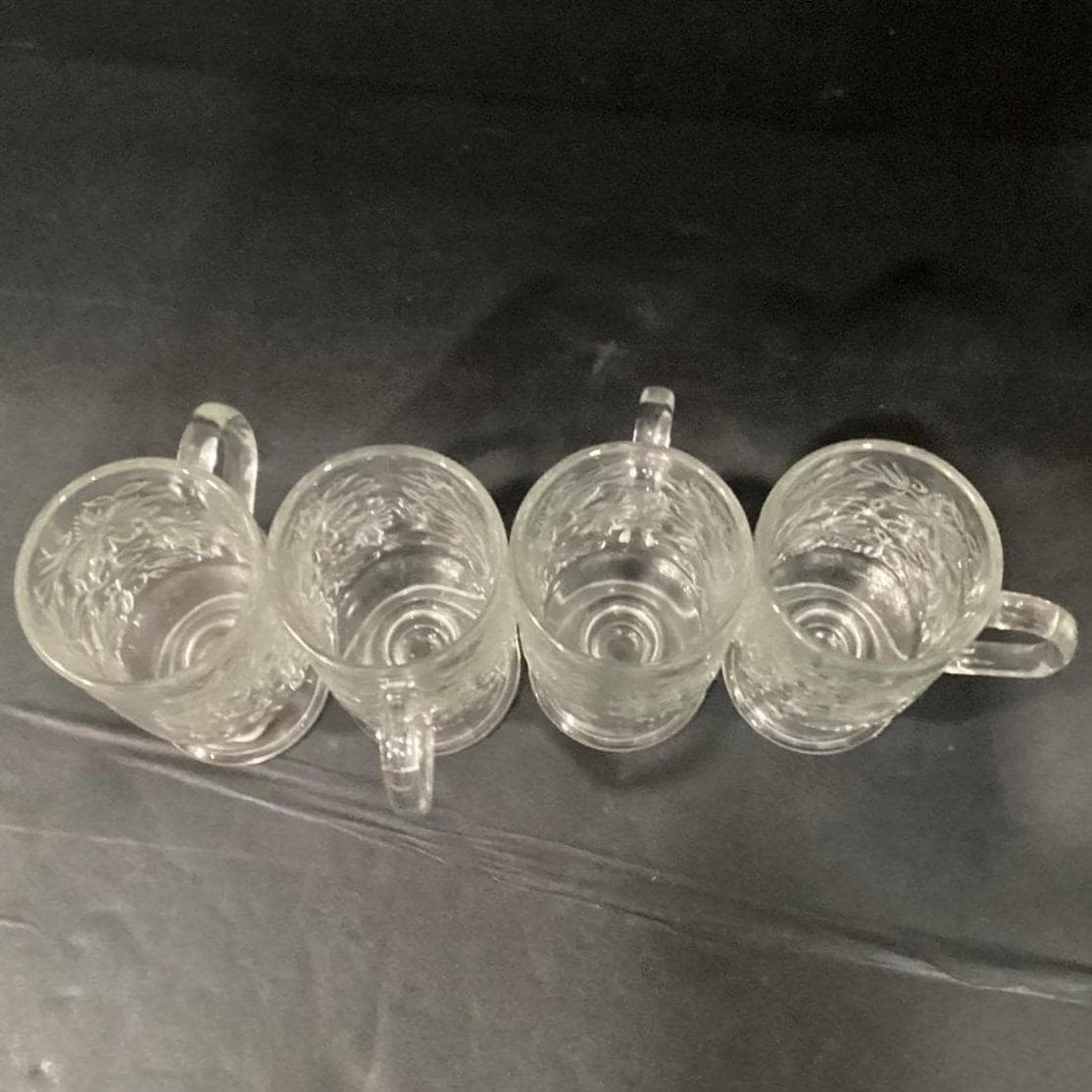 Princess House Fantasia Irish Coffee Mugs, Set Of 4, Footed Floral Glass Cups - Thumbnail 5
