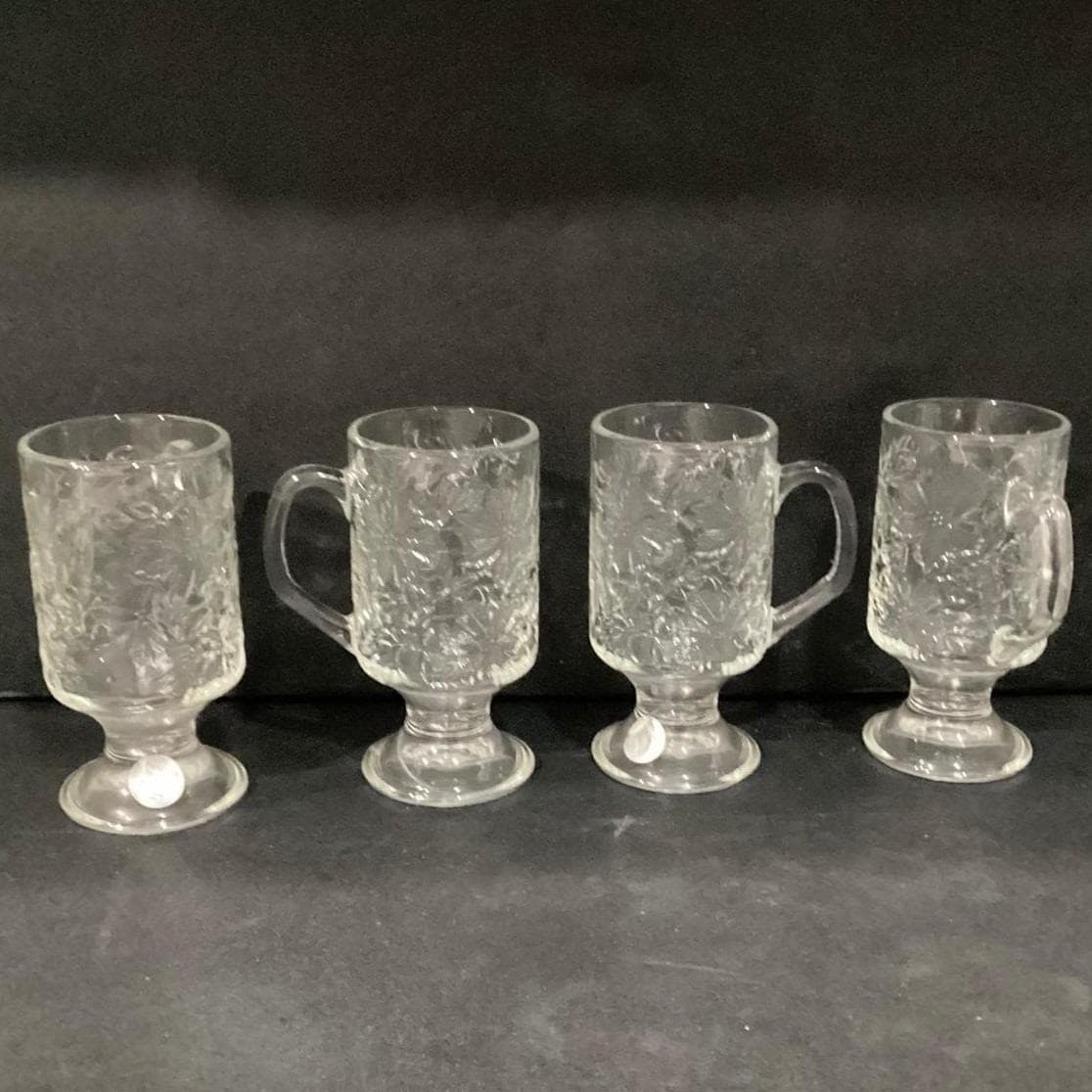 Princess House Fantasia Irish Coffee Mugs, Set Of 4, Footed Floral Glass Cups - Thumbnail 9