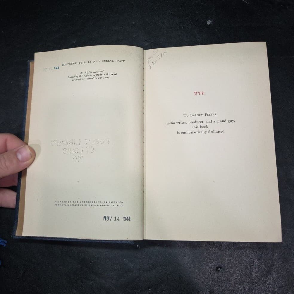 Jack Hasty Done With Mirrors 1943 First Edition Radio Writer Memoir Ex-Library - Thumbnail 5