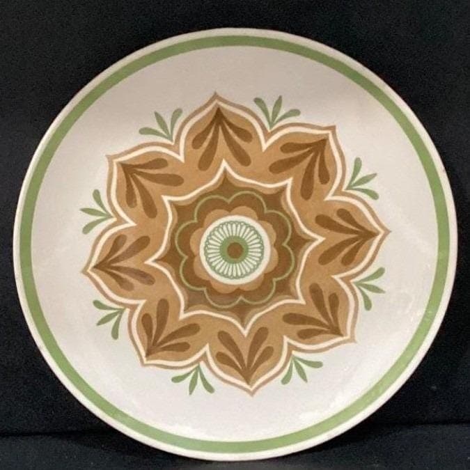 Cavalier Dinner Plate Vintage Green Brown Flower Scrace - Thumbnail 5
