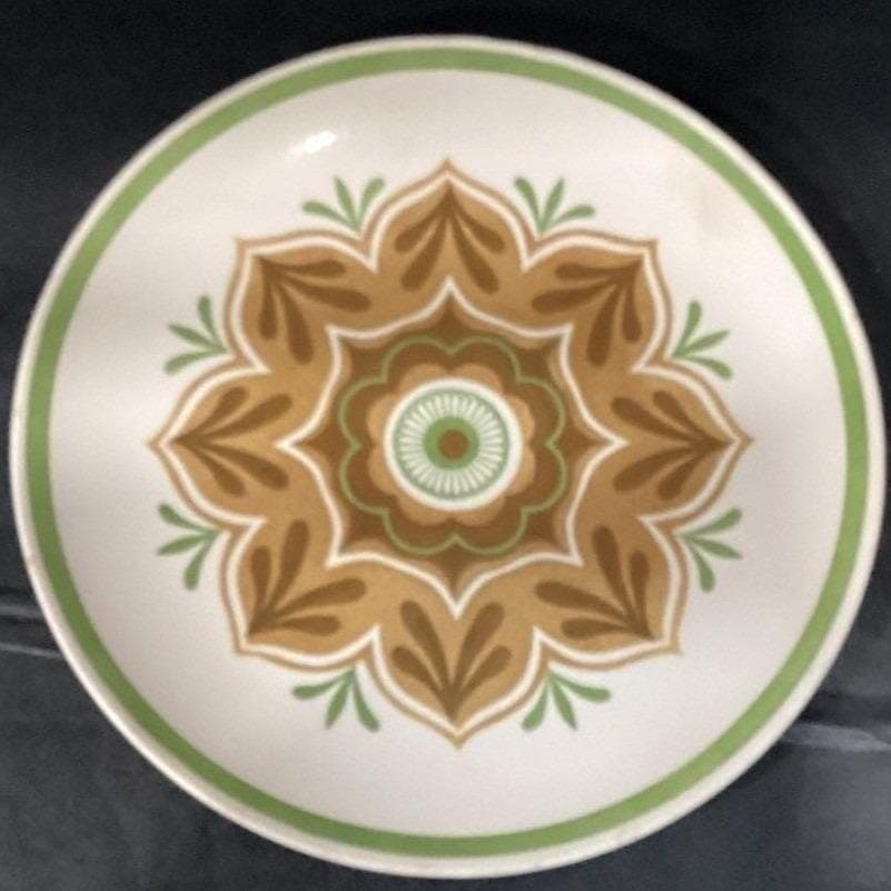 Cavalier Dinner Plate Vintage Green Brown Flower Scrace - Thumbnail 6