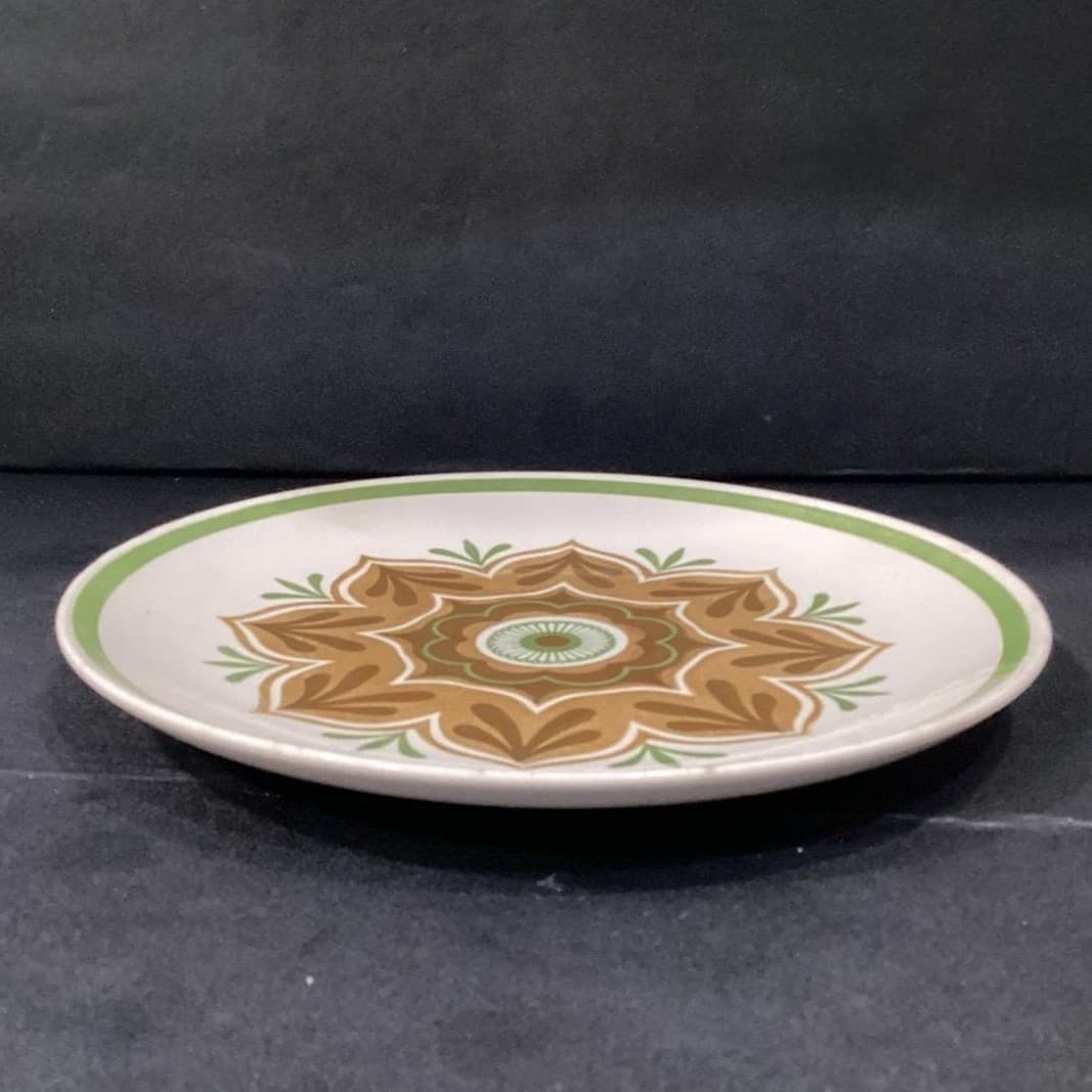 Cavalier Dinner Plate Vintage Green Brown Flower Scrace - Thumbnail 7