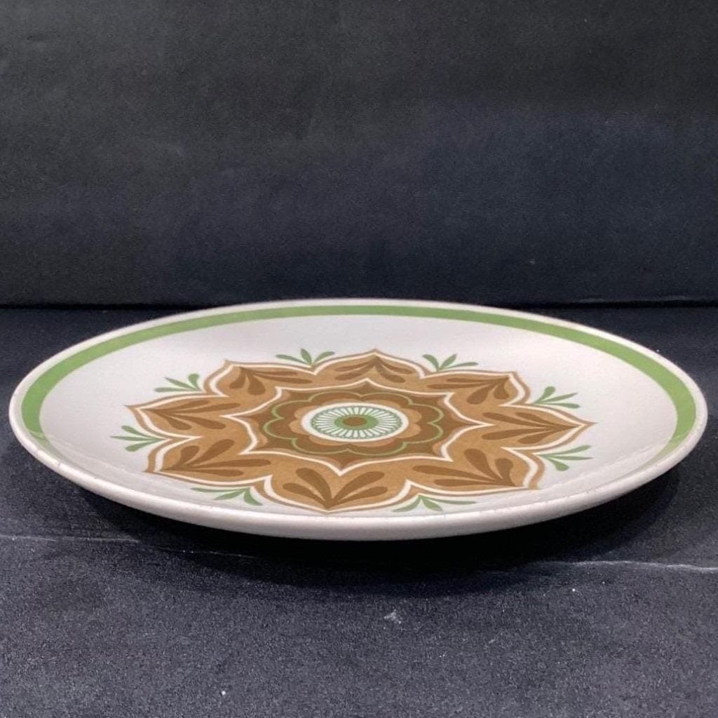 Cavalier Dinner Plate Vintage Green Brown Flower Scrace - Thumbnail 8