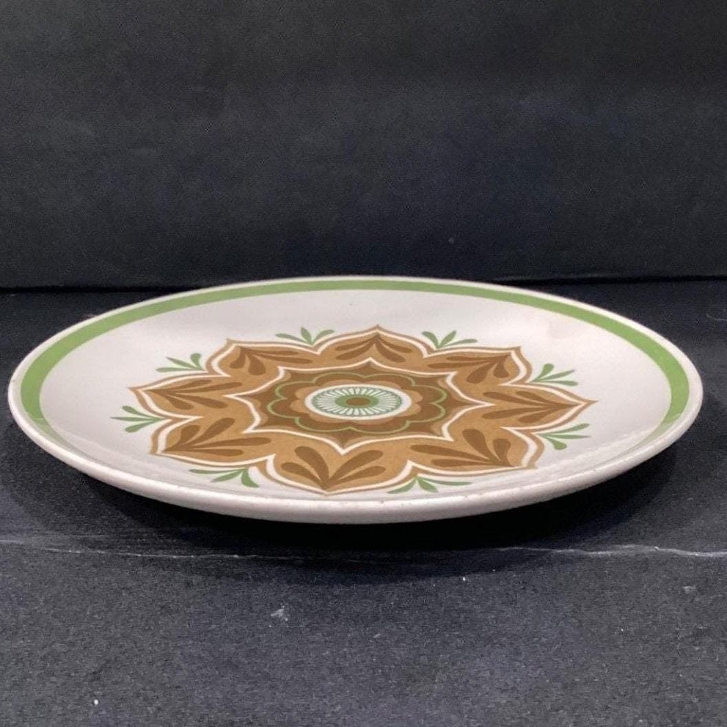 Cavalier Dinner Plate Vintage Green Brown Flower Scrace - Thumbnail 10