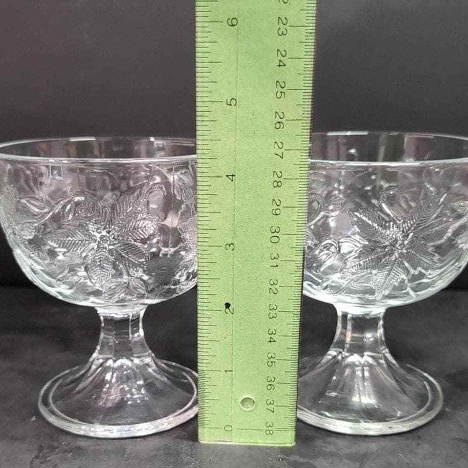 Princess House Fantasia Footed Dessert Bowls, Set of 2, Clear Floral Sherbet Cup - Thumbnail 2