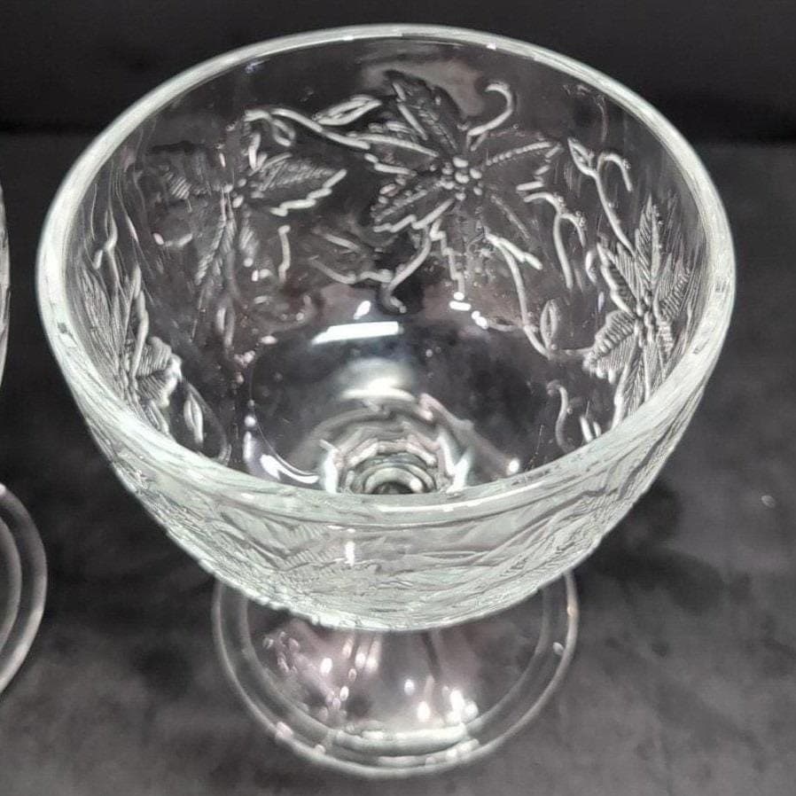 Princess House Fantasia Footed Dessert Bowls, Set of 2, Clear Floral Sherbet Cup - Thumbnail 6