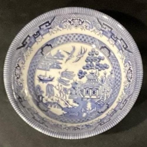Churchill England Blue Willow Salad Bowl, Vintage Blue & White Transferware - Thumbnail 5