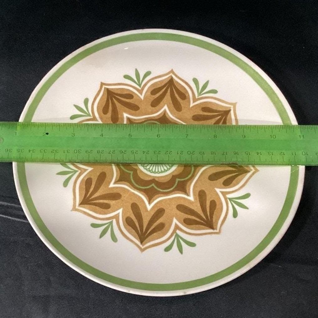 Cavalier Dinner Plate Vintage Green Brown Flower Scrace - Thumbnail 2
