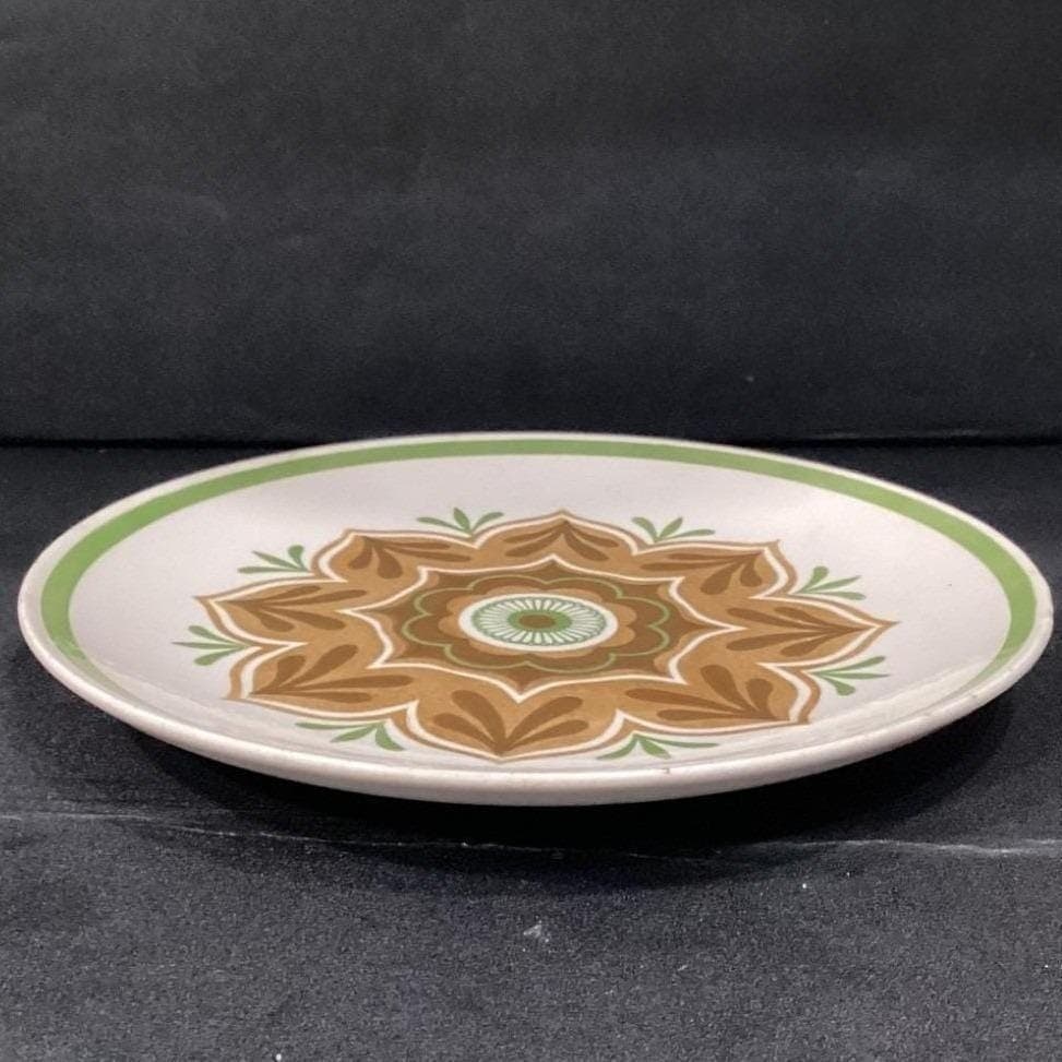 Cavalier Dinner Plate Vintage Green Brown Flower Scrace - Thumbnail 9