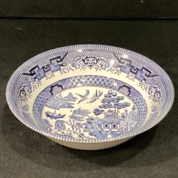 Churchill England Blue Willow Salad Bowl, Vintage Blue & White Transferware - Thumbnail 6