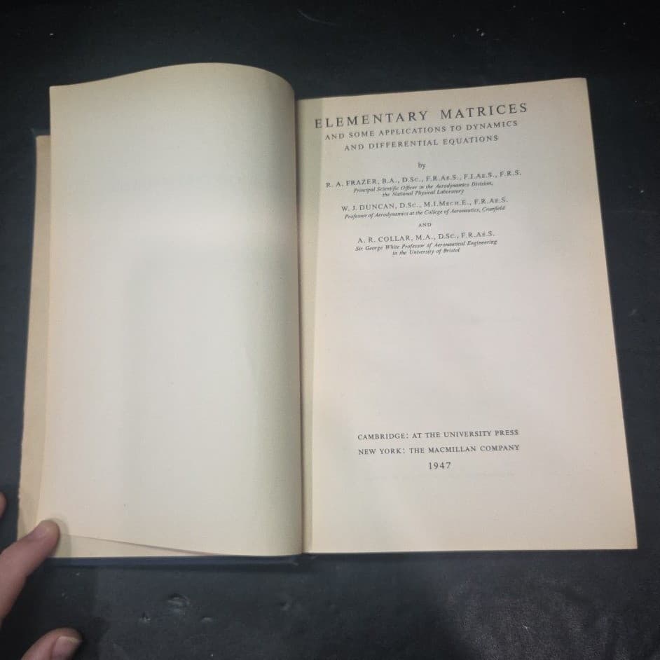 Elementary Matrices Frazer Duncan Collar 1947 Hardcover Math Textbook Macmillan - Thumbnail 4