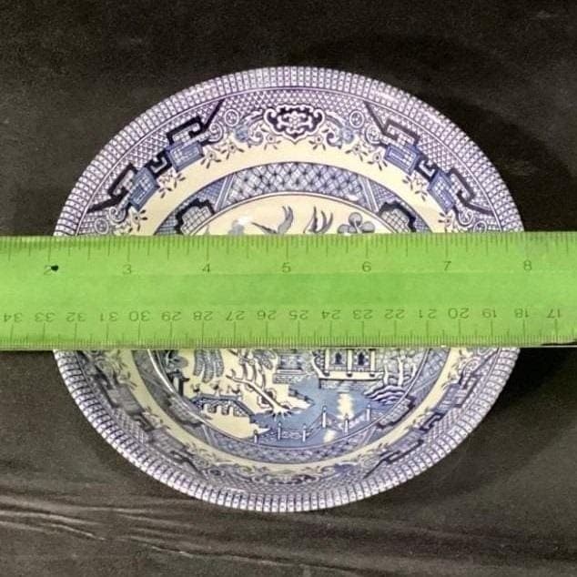 Churchill England Blue Willow Salad Bowl, Vintage Blue & White Transferware - Thumbnail 3