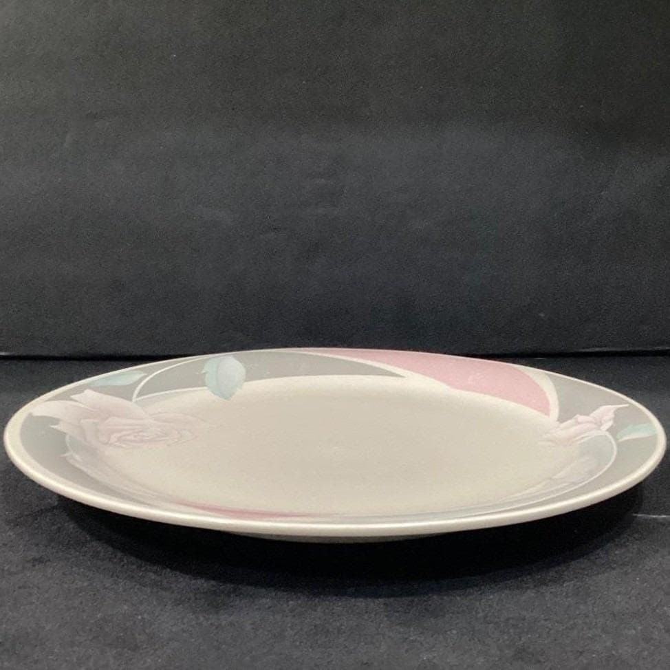 Ciera Pink & Gray Rose Dinner Plate, Vintage Japan Floral Stoneware, Shabby Chic - Thumbnail 7