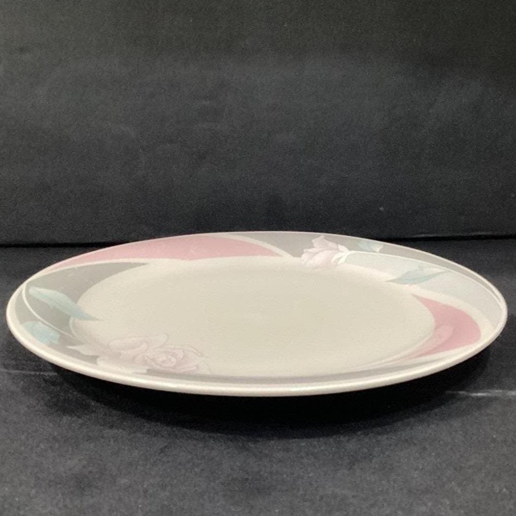 Ciera Pink & Gray Rose Dinner Plate, Vintage Japan Floral Stoneware, Shabby Chic - Thumbnail 8