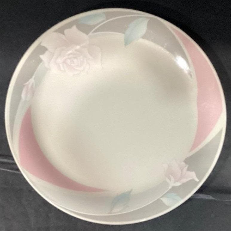 Ciera Pink & Gray Rose Dinner Plate, Vintage Japan Floral Stoneware, Shabby Chic - Thumbnail 6