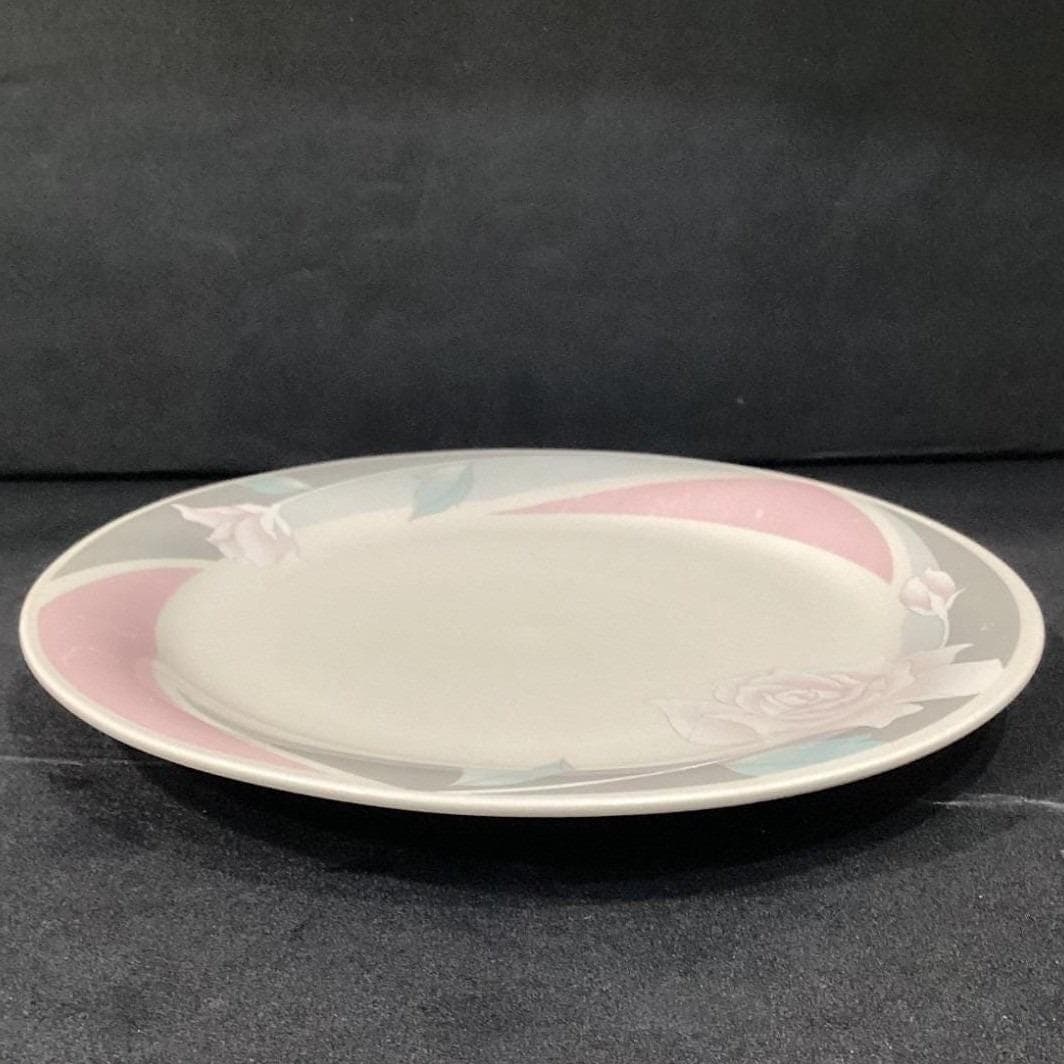 Ciera Pink & Gray Rose Dinner Plate, Vintage Japan Floral Stoneware, Shabby Chic - Thumbnail 9