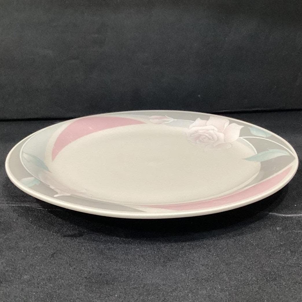 Ciera Pink & Gray Rose Dinner Plate, Vintage Japan Floral Stoneware, Shabby Chic - Thumbnail 10