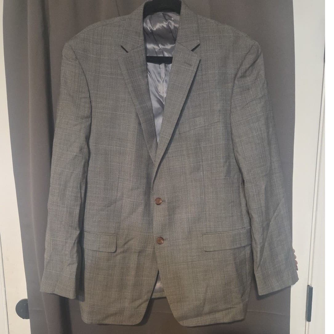 Lauren Ralph Lauren Grey Glen Plaid Blazer, Men's 42R Two Button Sport Coat - Thumbnail 3