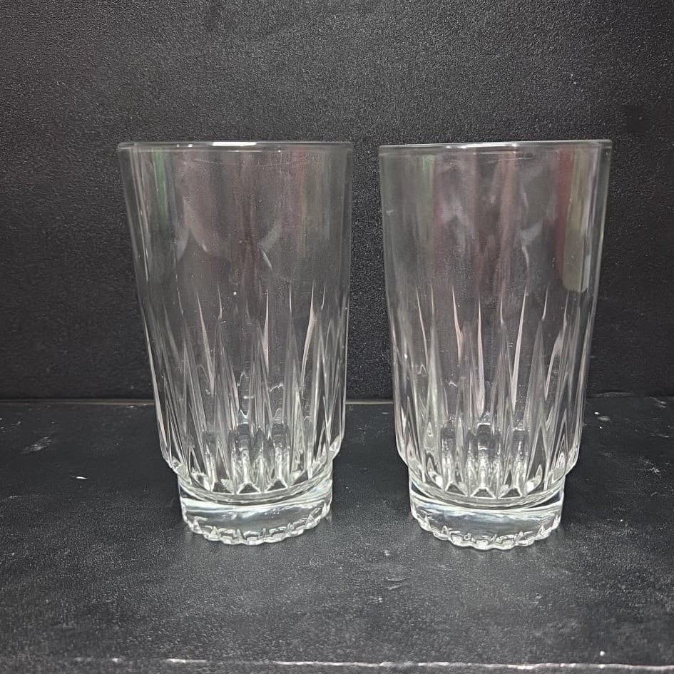 Libbey Duratuff Winchester Highball Glasses, Set of 2, Vintage Clear Tumblers - Thumbnail 2