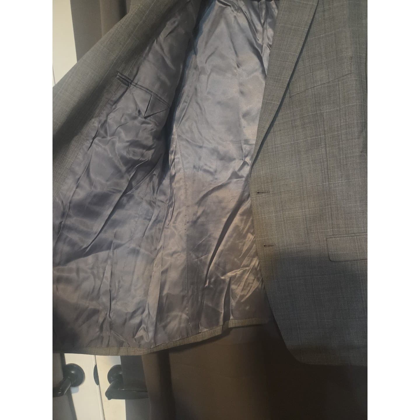 Lauren Ralph Lauren Grey Glen Plaid Blazer, Men's 42R Two Button Sport Coat - Thumbnail 8