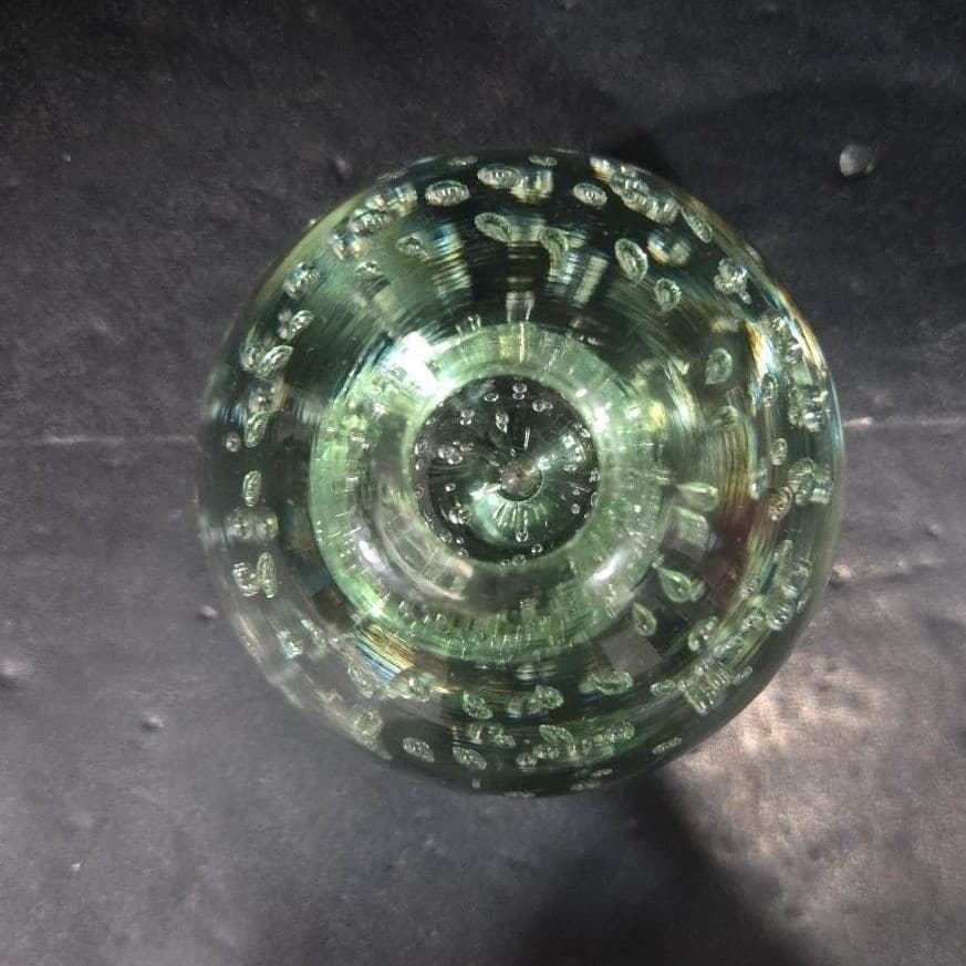 Controlled Bubbles Clear Glass Oval Paperweight, Mid Century Decor, Desk Accent - Thumbnail 6
