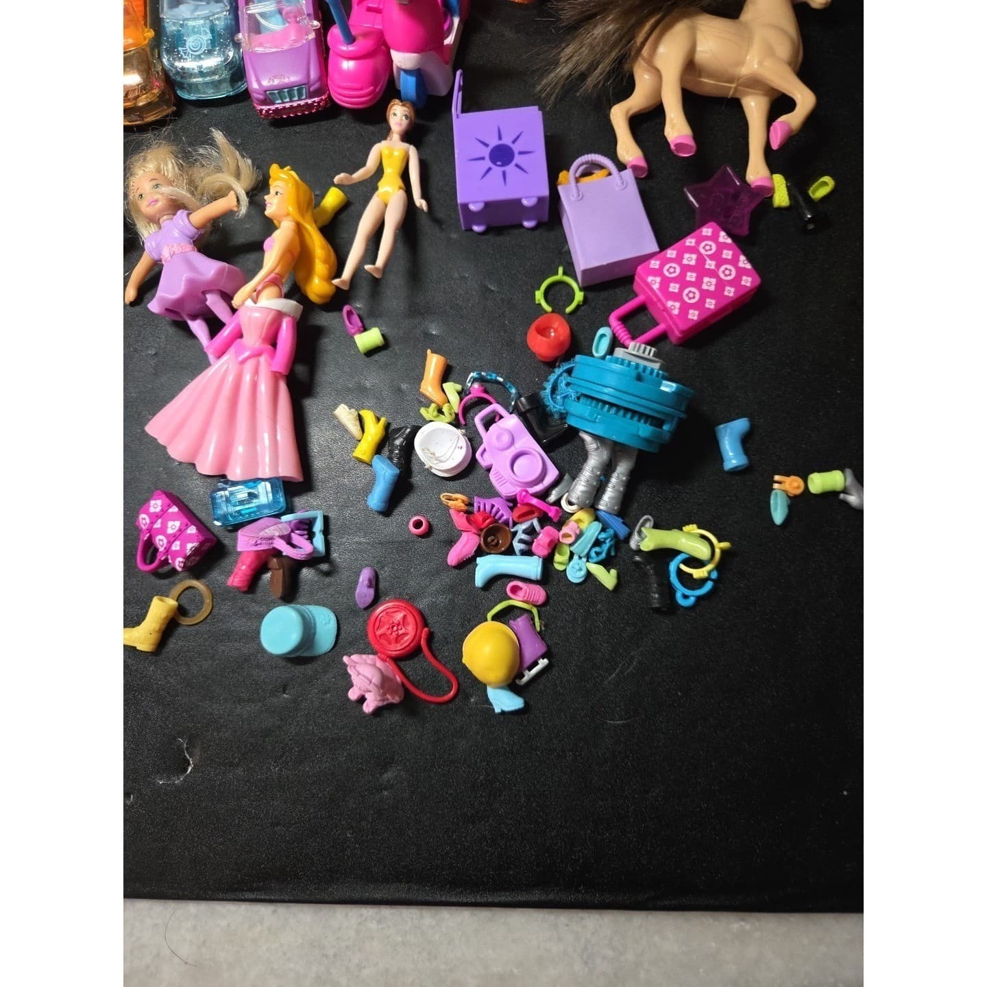 Polly Pocket Doll Lot: Backpack Vehicles Horse Clothes Accessories, Vintage Doll - Thumbnail 5