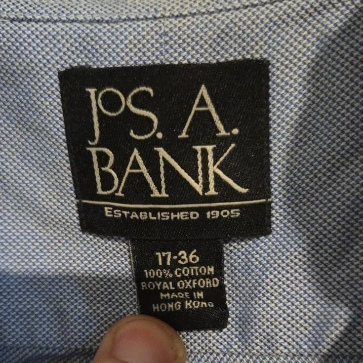 Jos. A. Bank Royal Oxford Cotton Blue Button Down Shirt, Men's Size 17-36 - Thumbnail 5