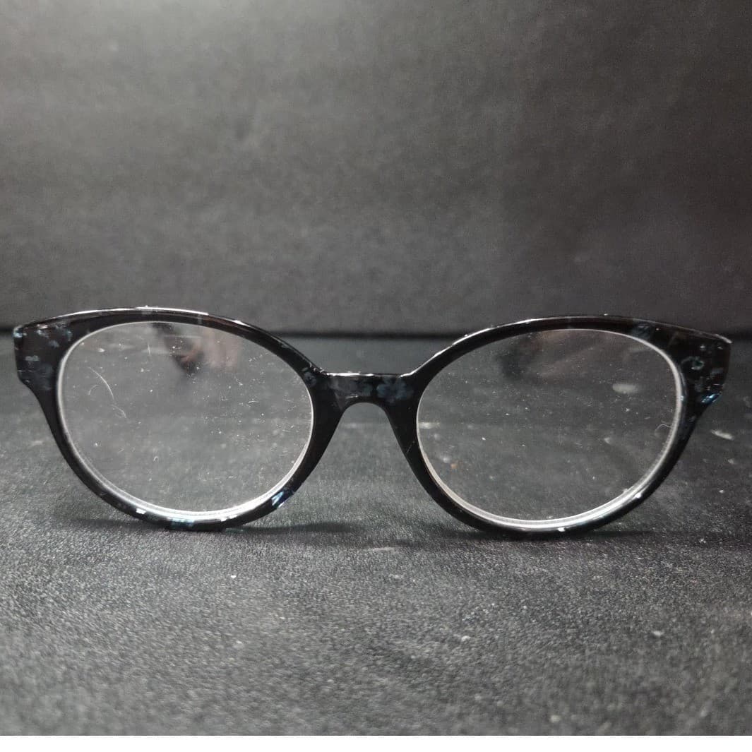 Aldi Blue Floral Round Reading Glasses +2.00 Magnification 51798 Womens Black - Thumbnail 2