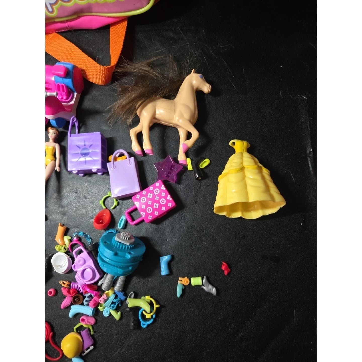 Polly Pocket Doll Lot: Backpack Vehicles Horse Clothes Accessories, Vintage Doll - Thumbnail 6