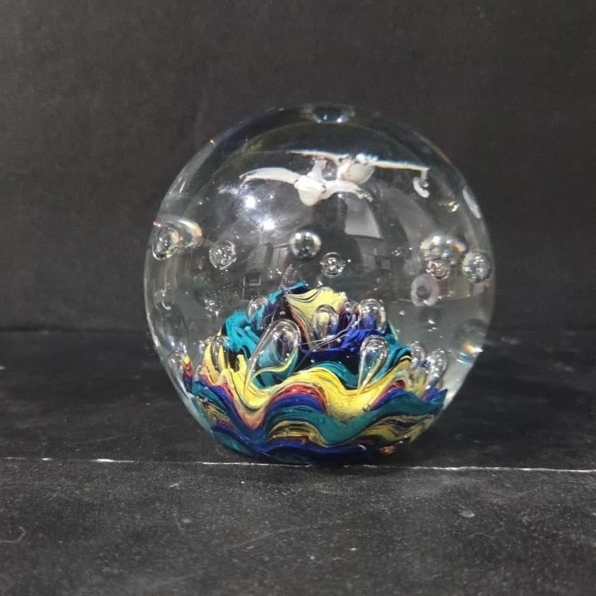 Nautical Colorful Controlled Bubbles Paperweight, Seagulls Design, Ocean Decor - Thumbnail 5