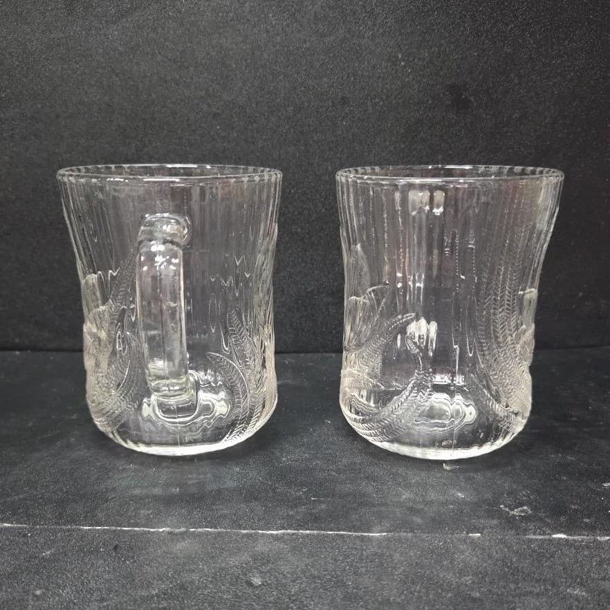 Arcoroc Canterbury Crocus Coffee Cups, Set of 2, Vtg Clear Embossed Glass Mugs - Thumbnail 5