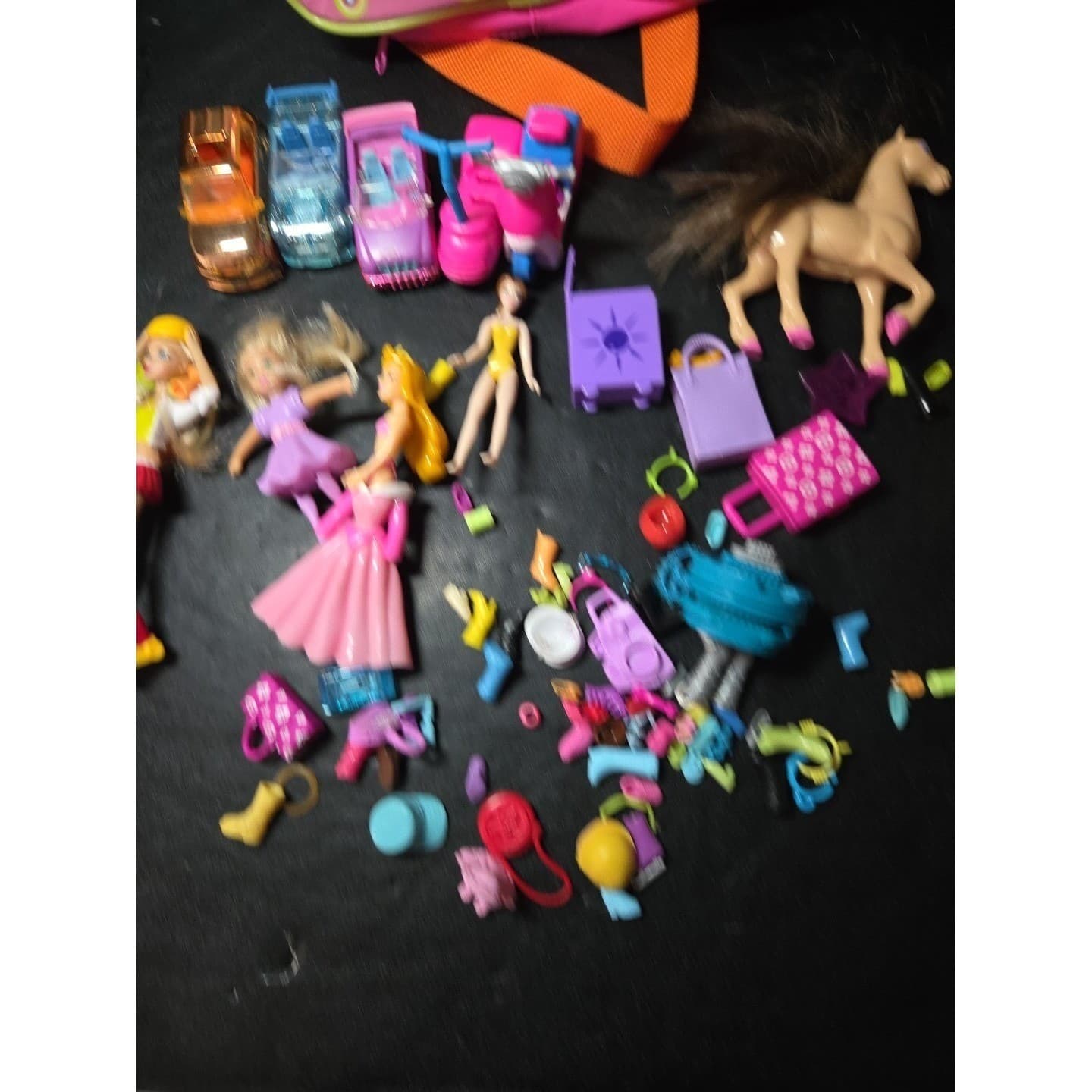 Polly Pocket Doll Lot: Backpack Vehicles Horse Clothes Accessories, Vintage Doll - Thumbnail 4