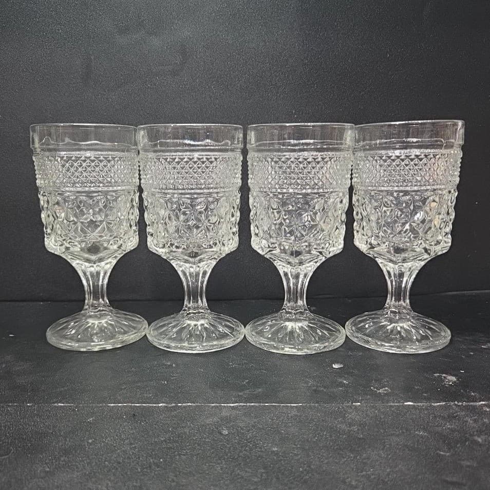 Anchor Hocking Wexford Wine Glasses, Set of 4, Diamond Cut Glass, Replacements - Thumbnail 4
