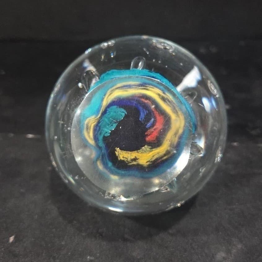 Nautical Colorful Controlled Bubbles Paperweight, Seagulls Design, Ocean Decor - Thumbnail 7