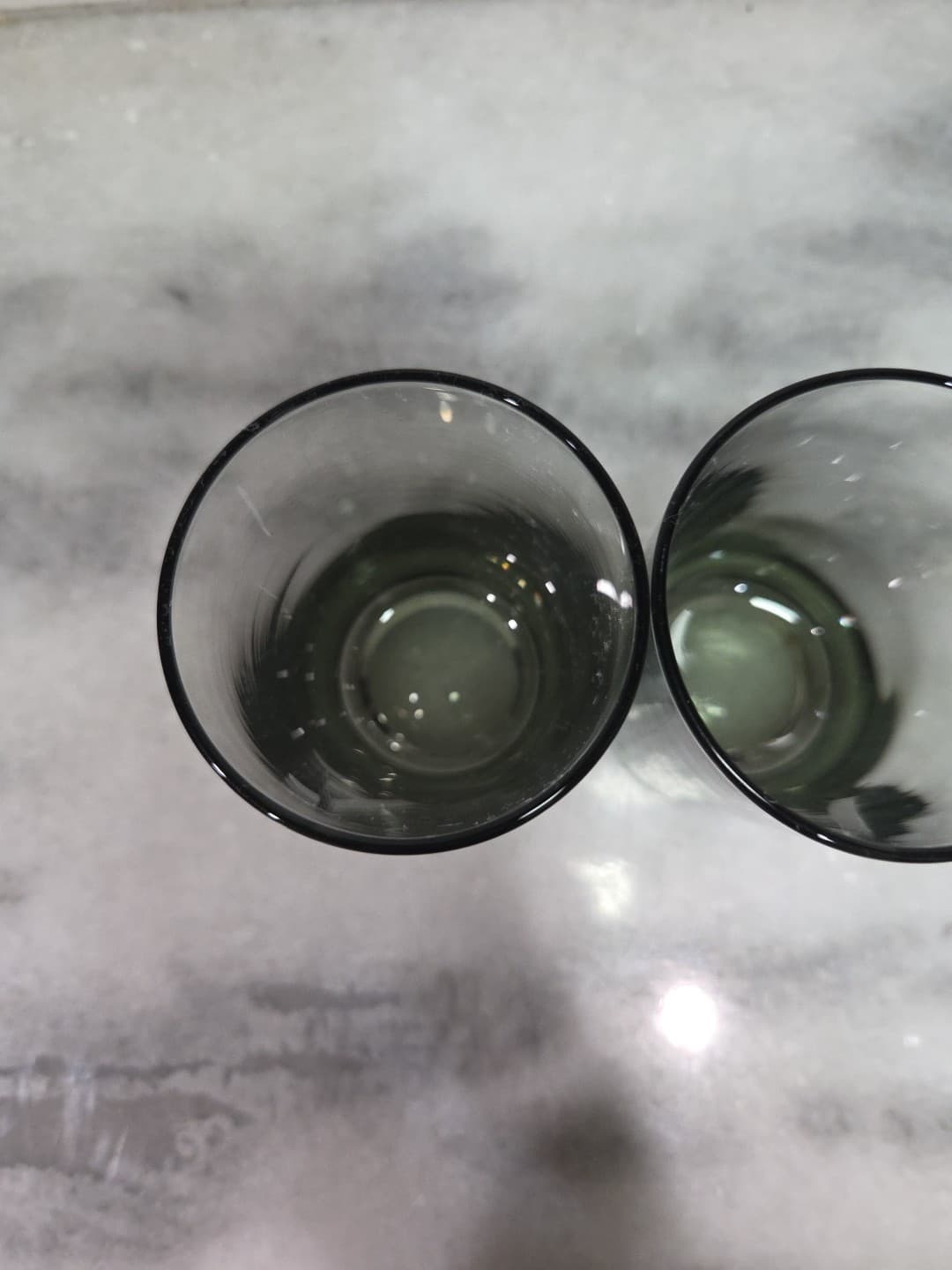 Smoky Grey Glass Juice Glasses, Small Glasses Set Of 2, Monogram "A" Glassware - Thumbnail 6