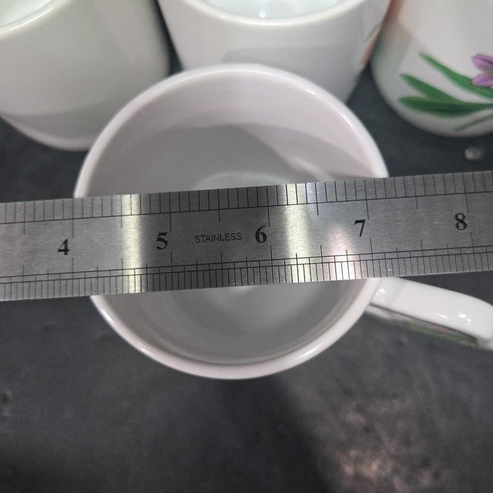 Porcelain Floral Coffee Cups With Hummingbird Handle, Set Of 4 Vintage Drinkware - Thumbnail 12