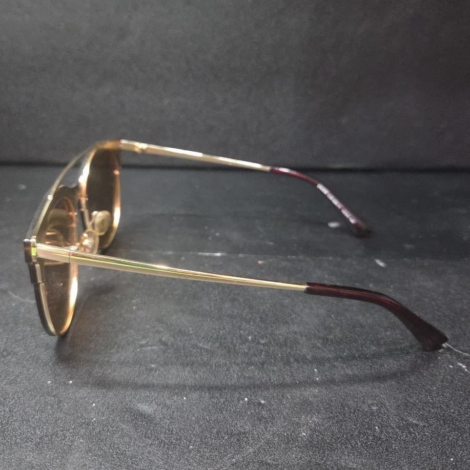 Donna Rose Gold Double Bridge Round Sunglasses DN358 Brown Tint Glitter Detail - Thumbnail 3
