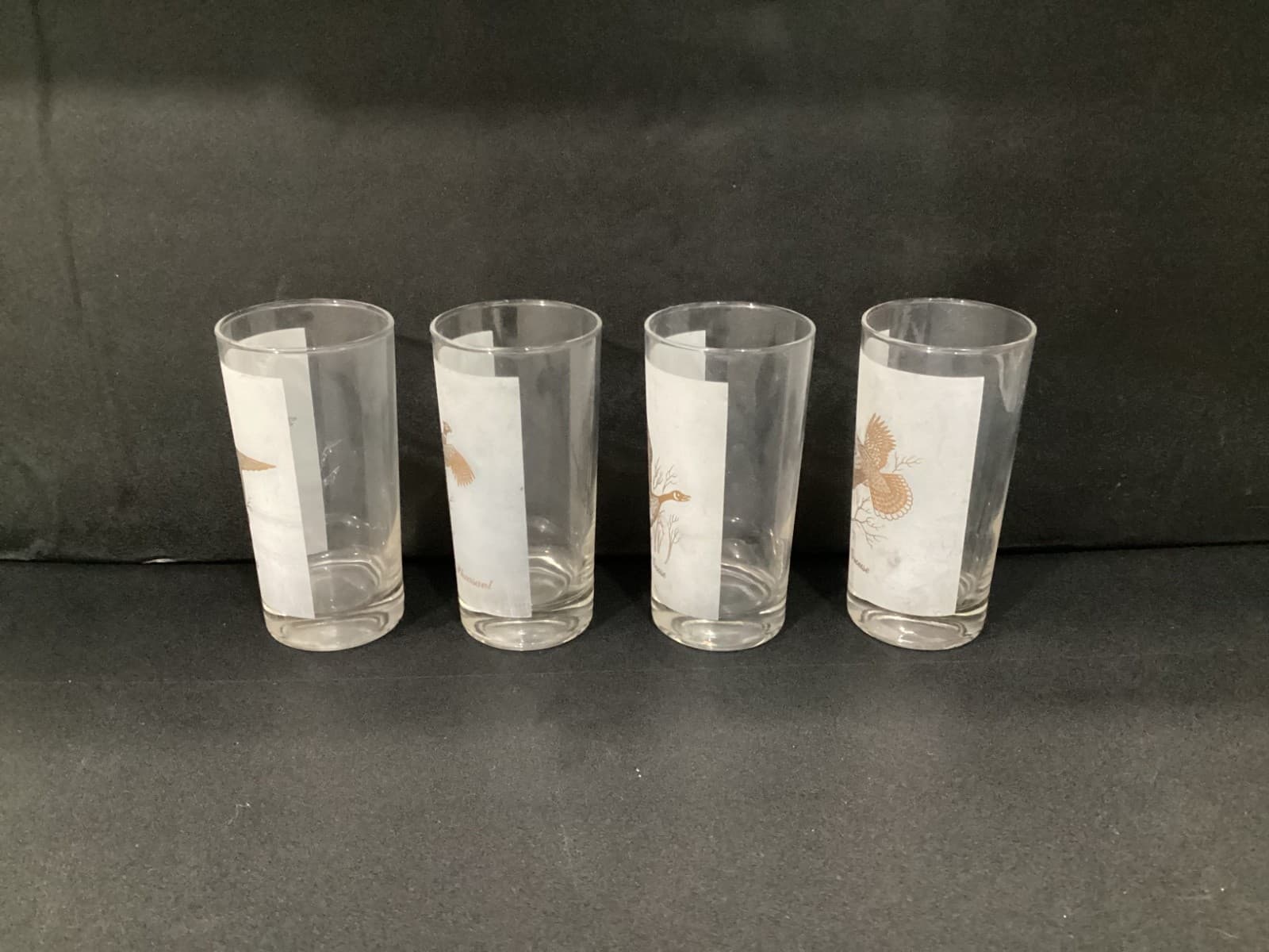Drinking Glasses 4 Gold Frosted Pheasant-Grouse-Canvasback-Canada Goose Vintage - Thumbnail 10