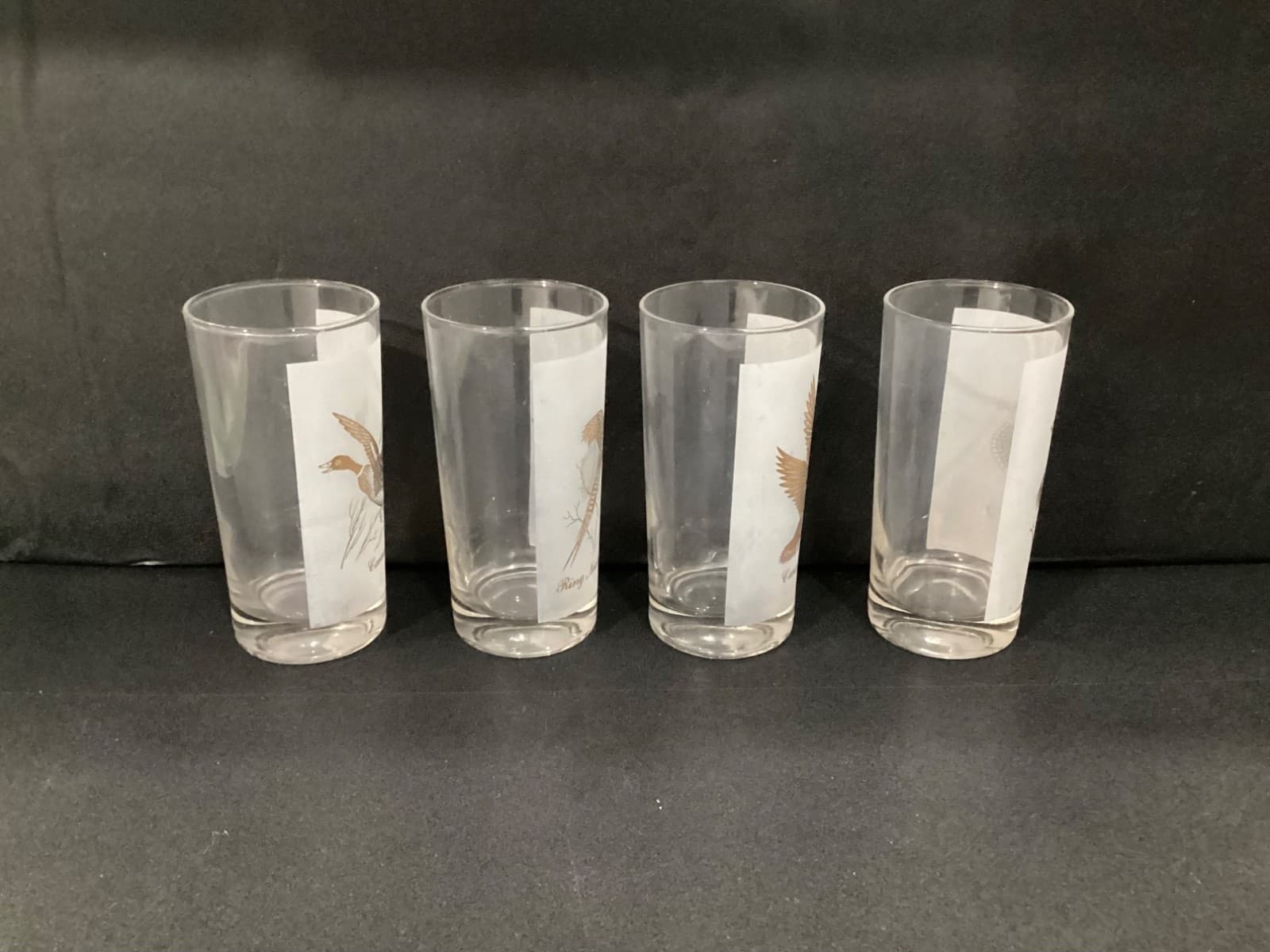 Drinking Glasses 4 Gold Frosted Pheasant-Grouse-Canvasback-Canada Goose Vintage - Thumbnail 8