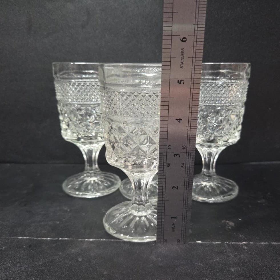 Anchor Hocking Wexford Wine Glasses, Set of 4, Diamond Cut Glass, Replacements - Thumbnail 9