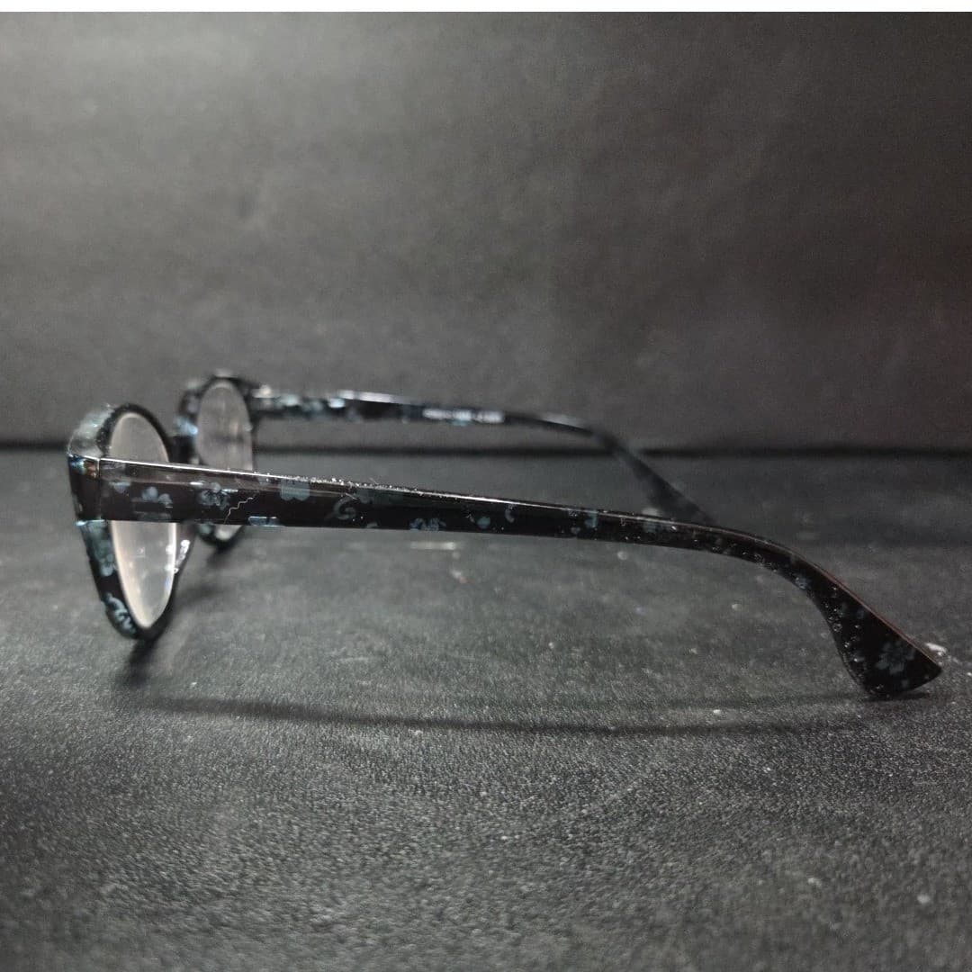 Aldi Blue Floral Round Reading Glasses +2.00 Magnification 51798 Womens Black - Thumbnail 3