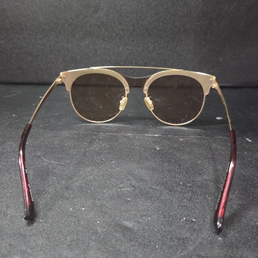 Donna Rose Gold Double Bridge Round Sunglasses DN358 Brown Tint Glitter Detail - Thumbnail 4