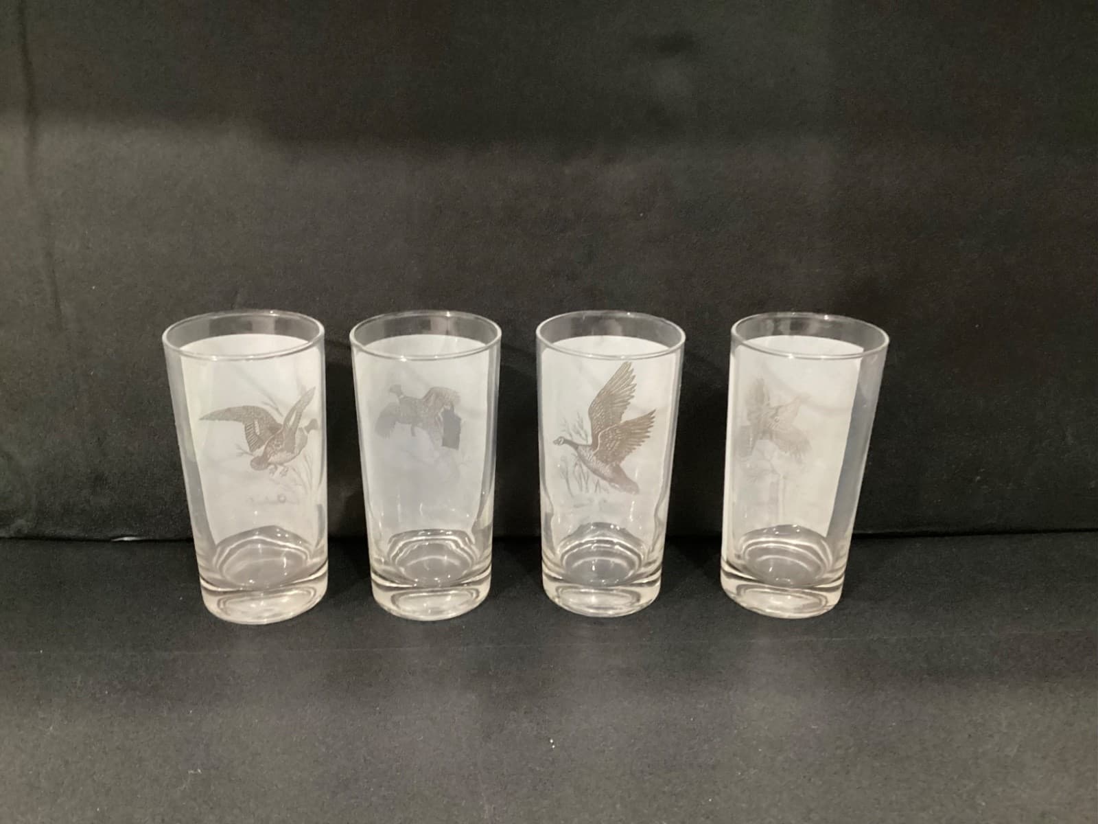 Drinking Glasses 4 Gold Frosted Pheasant-Grouse-Canvasback-Canada Goose Vintage - Thumbnail 9