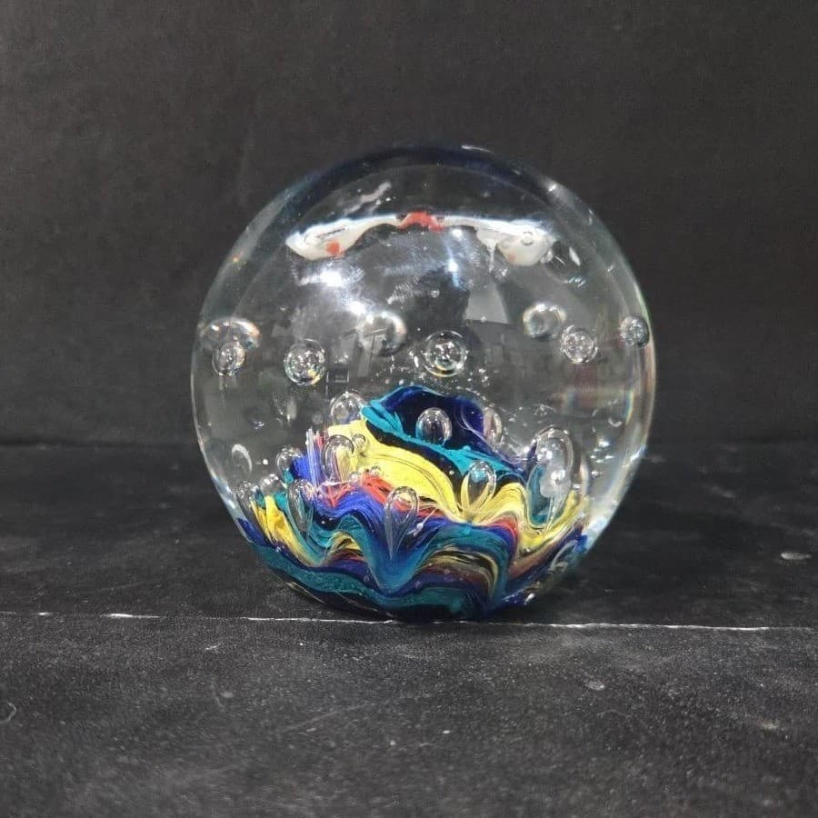 Nautical Colorful Controlled Bubbles Paperweight, Seagulls Design, Ocean Decor - Thumbnail 4