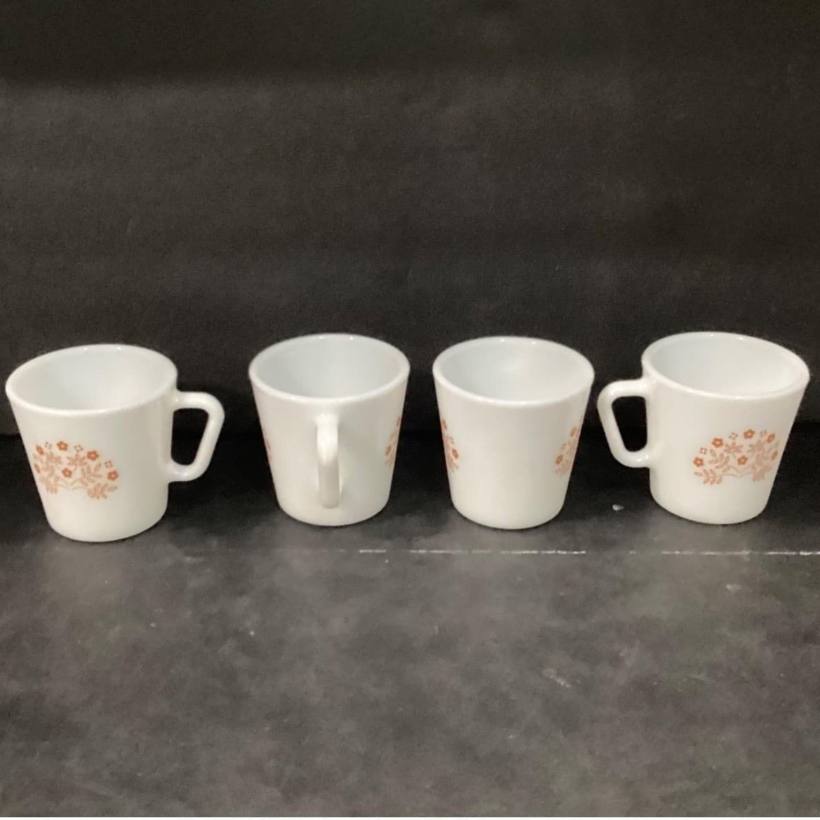 Pyrex Milk Glass Coffee Cups, Set of 4, Vintage Ginger Gold Summer Impressions - Thumbnail 8