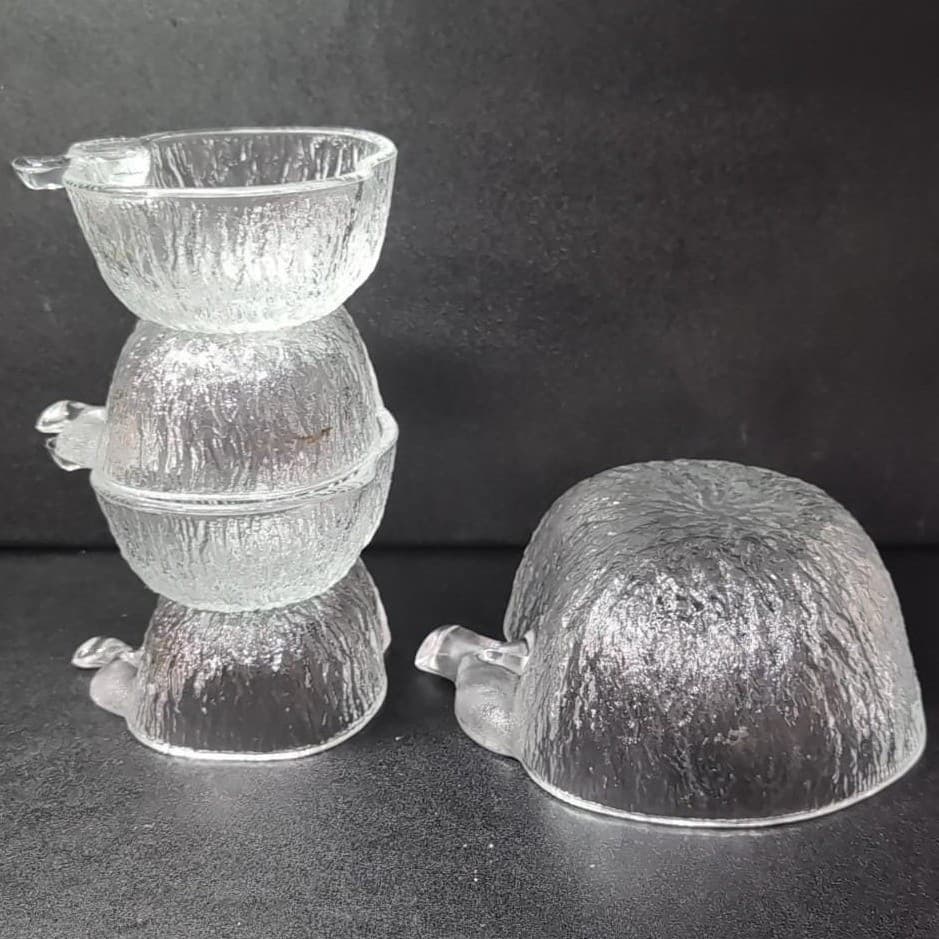 Ravenhead Bark Glass Apple Bowls, 5-Piece Serving Set, Vintage Textured Dishes - Thumbnail 9