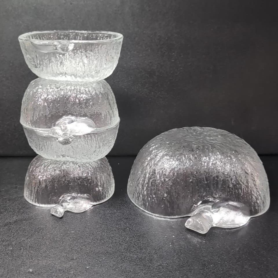 Ravenhead Bark Glass Apple Bowls, 5-Piece Serving Set, Vintage Textured Dishes - Thumbnail 8