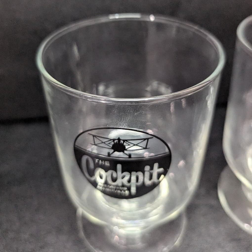 Cockpit Ale Beer Clear Pedestal Glasses, Set of 2, Vintage Memphis Memorabilia - Thumbnail 6