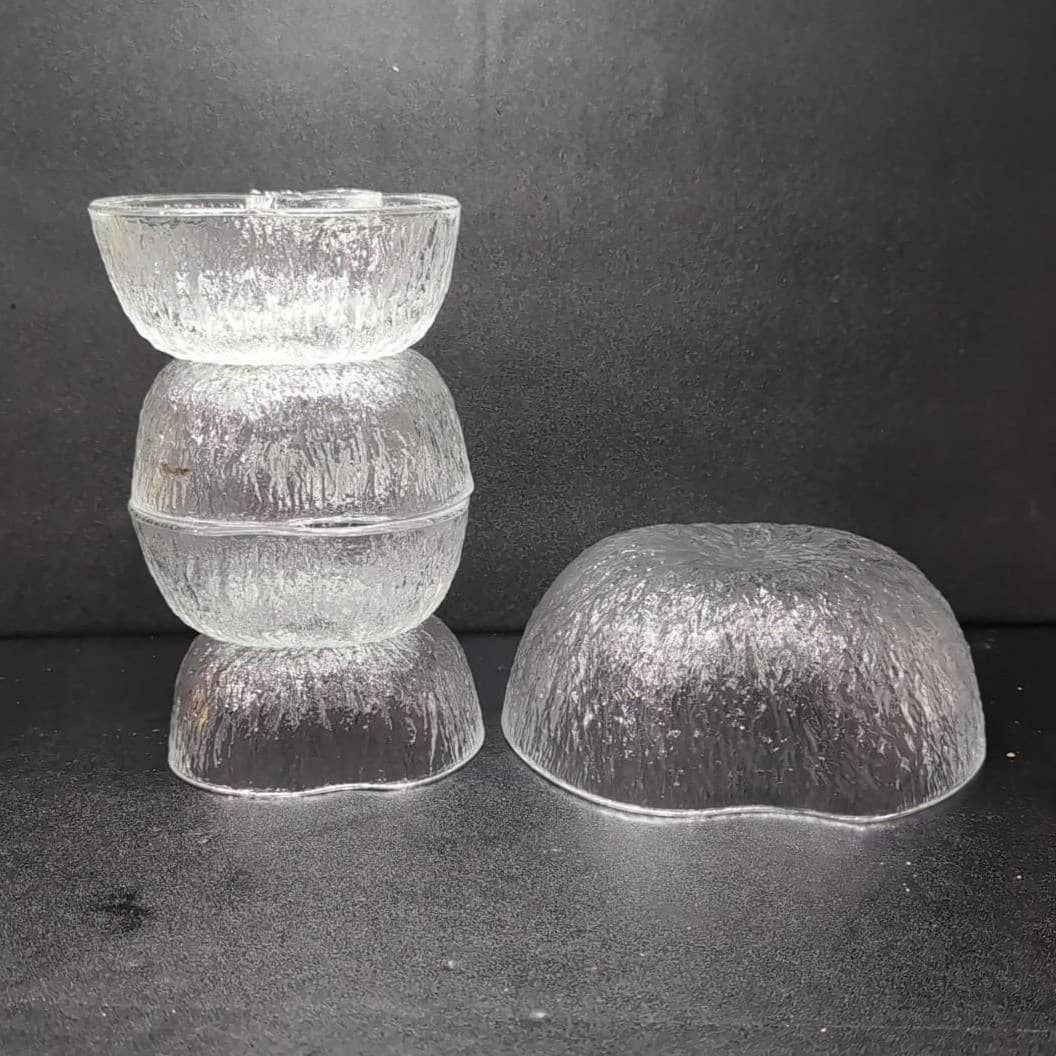 Ravenhead Bark Glass Apple Bowls, 5-Piece Serving Set, Vintage Textured Dishes - Thumbnail 6